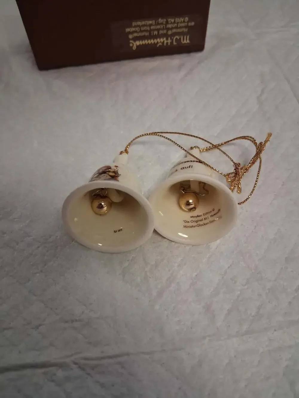 M.I. Hummel Miniature Bell Collection Looks Like Rain Porcelain Bell Ornament wi